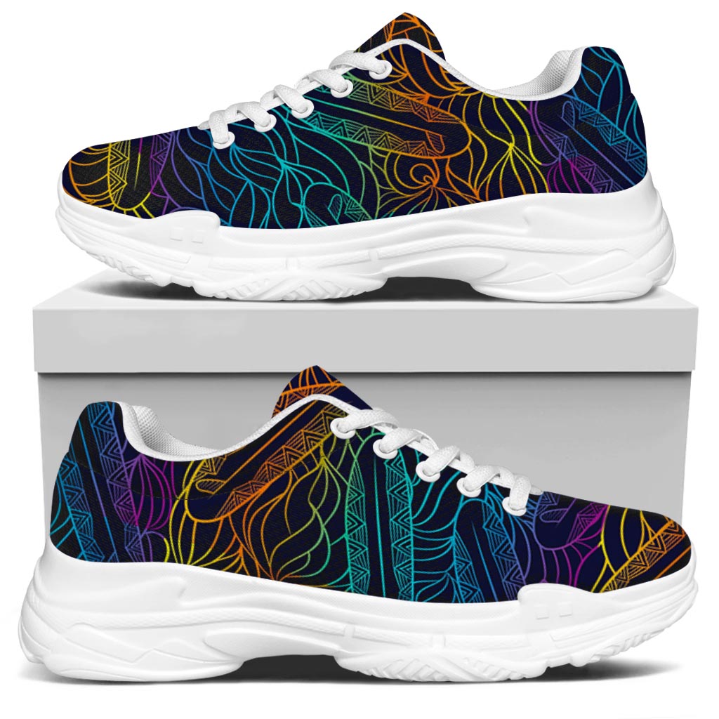 EDM Surfing Wave Pattern Print White Chunky Shoes