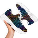 EDM Surfing Wave Pattern Print White Chunky Shoes