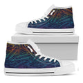 EDM Surfing Wave Pattern Print White High Top Sneakers