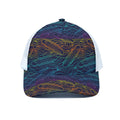 EDM Surfing Wave Pattern Print White Mesh Trucker Hat