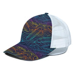EDM Surfing Wave Pattern Print White Mesh Trucker Cap