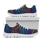 EDM Surfing Wave Pattern Print White Running Shoes