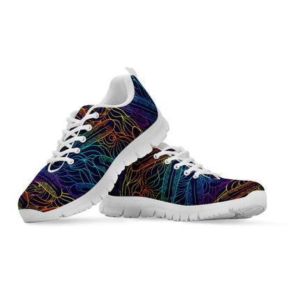 EDM Surfing Wave Pattern Print White Running Shoes