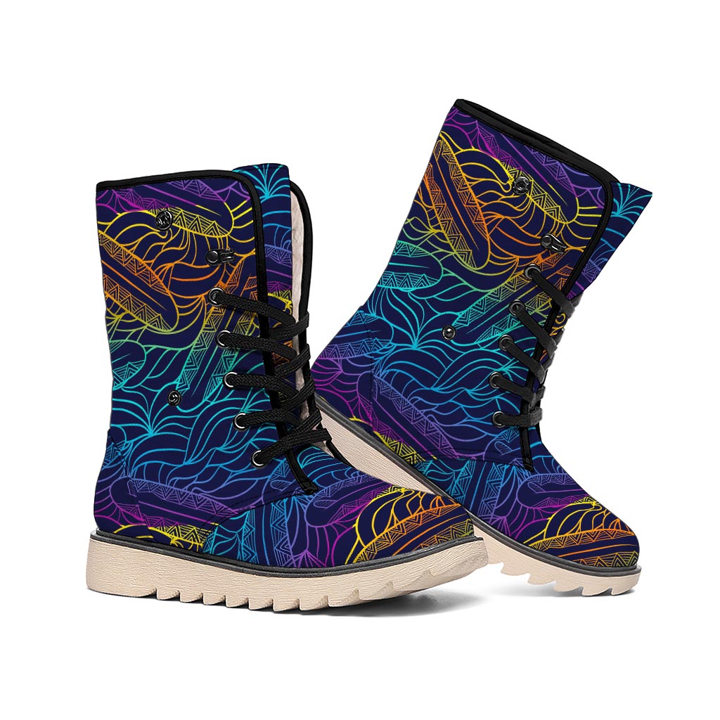 EDM Surfing Wave Pattern Print Winter Boots