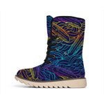 EDM Surfing Wave Pattern Print Winter Boots