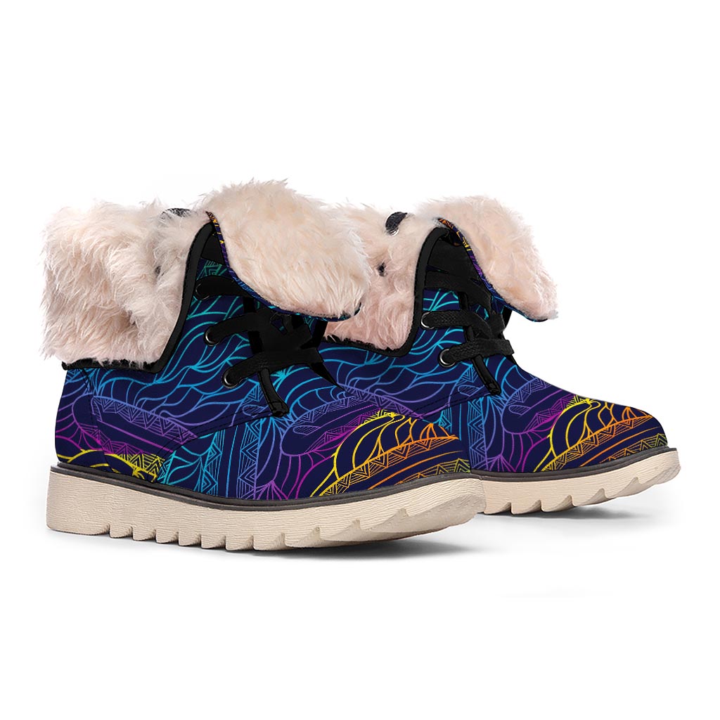 EDM Surfing Wave Pattern Print Winter Boots