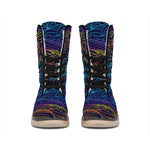 EDM Surfing Wave Pattern Print Winter Boots