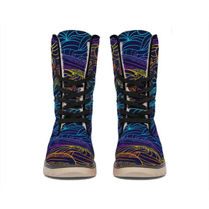 EDM Surfing Wave Pattern Print Winter Boots