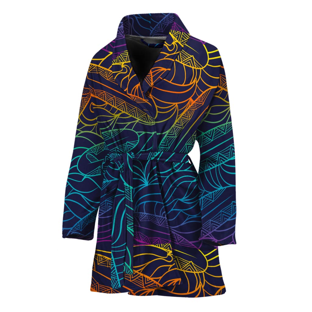 EDM Surfing Wave Pattern Print Women's Bathrobe