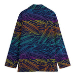 EDM Surfing Wave Pattern Print Women's Blazer