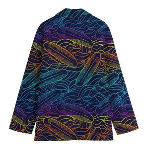 EDM Surfing Wave Pattern Print Women's Blazer