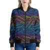 EDM Surfing Wave Pattern Print Women's Bomber Jacket