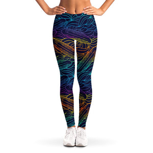 EDM Surfing Wave Pattern Print Women's Leggings