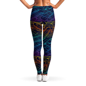 EDM Surfing Wave Pattern Print Women's Leggings