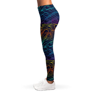 EDM Surfing Wave Pattern Print Women's Leggings