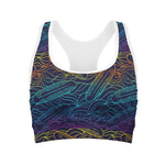 EDM Surfing Wave Pattern Print Women's Sports Bra