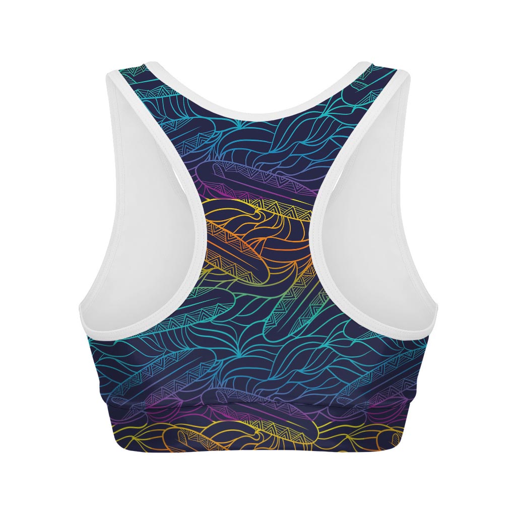 EDM Surfing Wave Pattern Print Women's Sports Bra