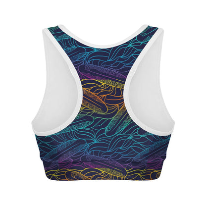 EDM Surfing Wave Pattern Print Women's Sports Bra