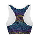 EDM Surfing Wave Pattern Print Women's Sports Bra