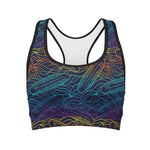 EDM Surfing Wave Pattern Print Women's Sports Bra