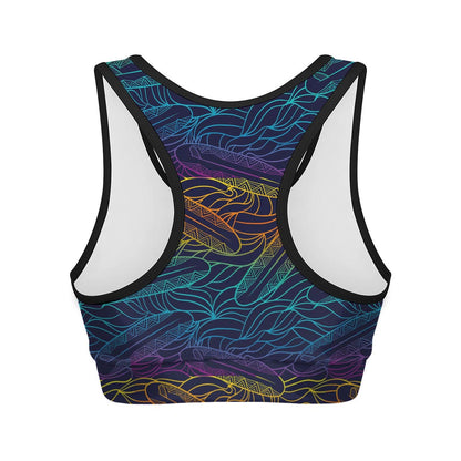 EDM Surfing Wave Pattern Print Women's Sports Bra