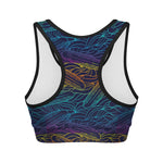 EDM Surfing Wave Pattern Print Women's Sports Bra