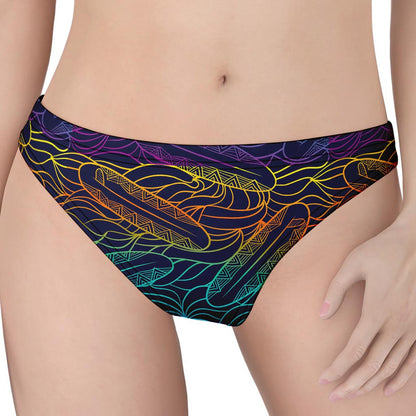EDM Surfing Wave Pattern Print Women's Thong