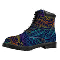 EDM Surfing Wave Pattern Print Padded Collar Lace Up Boots