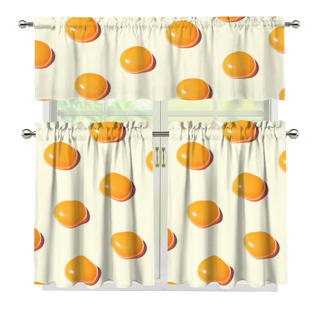 Egg Yolk Pattern Print 3 Piece Kitchen Curtains