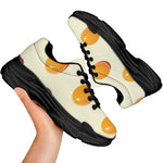 Egg Yolk Pattern Print Black Chunky Shoes