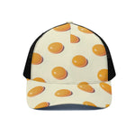 Egg Yolk Pattern Print Black Mesh Trucker Cap