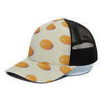 Egg Yolk Pattern Print Black Mesh Trucker Cap