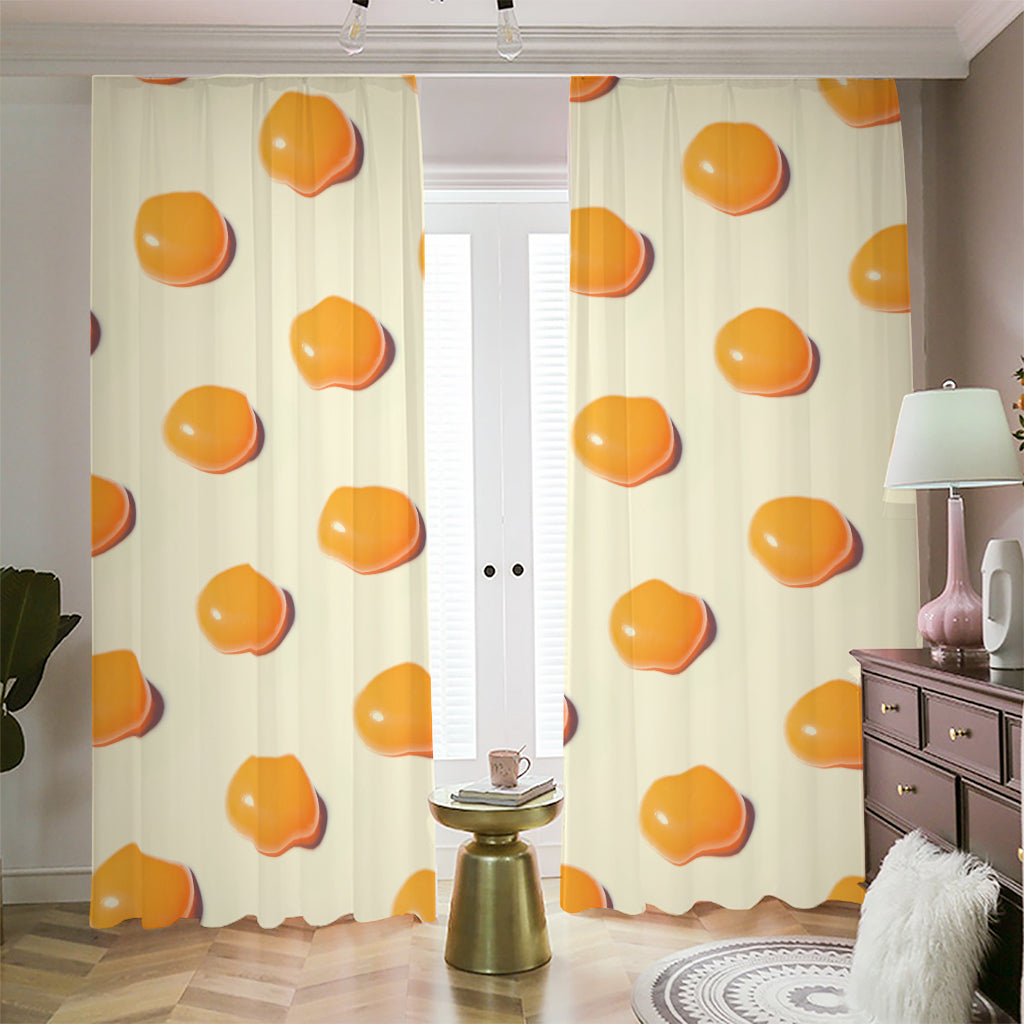 Egg Yolk Pattern Print Blackout Pencil Pleat Curtains