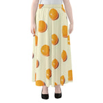 Egg Yolk Pattern Print Chiffon Maxi Skirt