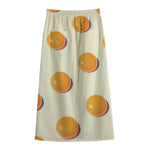 Egg Yolk Pattern Print Cotton Front Slit Maxi Skirt