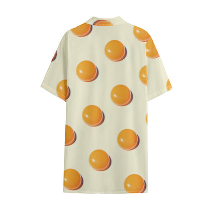 Egg Yolk Pattern Print Cotton Hawaiian Shirt