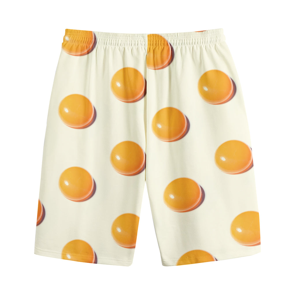 Egg Yolk Pattern Print Cotton Shorts