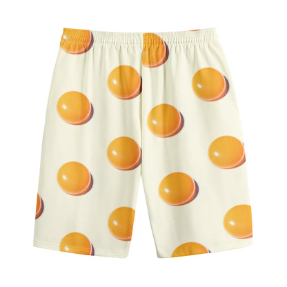 Egg Yolk Pattern Print Cotton Shorts