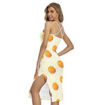Egg Yolk Pattern Print Cross Back Cami Dress