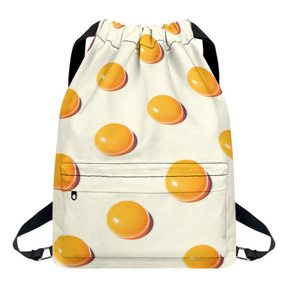 Egg Yolk Pattern Print Drawstring Backpack