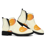 Egg Yolk Pattern Print Flat Ankle Boots