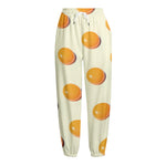 Egg Yolk Pattern Print Fleece Lined Knit Pants