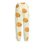 Egg Yolk Pattern Print Fleece Lined Knit Pants