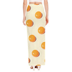 Egg Yolk Pattern Print High Slit Maxi Skirt