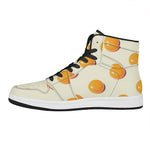 Egg Yolk Pattern Print High Top Leather Sneakers