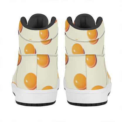 Egg Yolk Pattern Print High Top Leather Sneakers