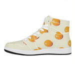 Egg Yolk Pattern Print High Top Leather Sneakers