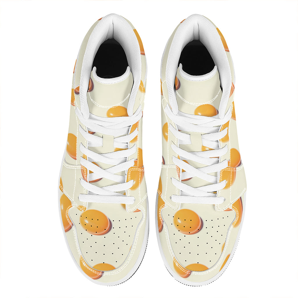Egg Yolk Pattern Print High Top Leather Sneakers