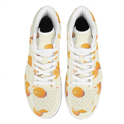 Egg Yolk Pattern Print High Top Leather Sneakers