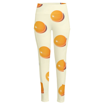 Egg Yolk Pattern Print High-Waisted Pocket Leggings